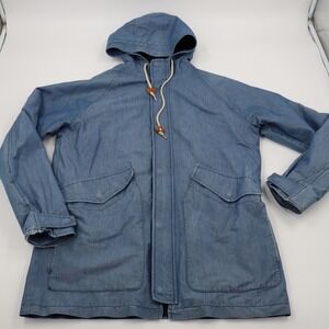 Pendleton Portland Collection Parka Mens Small Blue Chambray Hooded Jacket USA